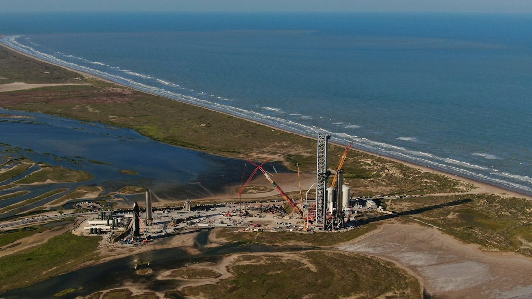 Rocket launch site construction near the ocean