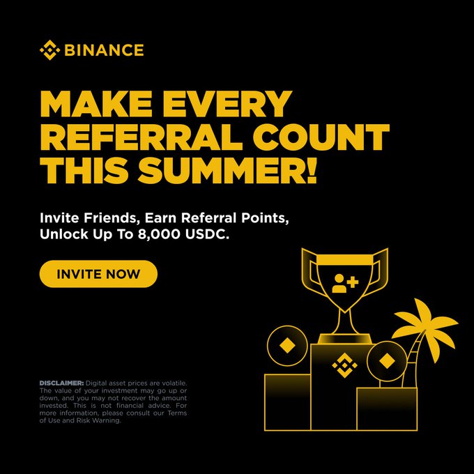 Binance Launches Referral Summer Finale With 8,000 USDC Top Prize