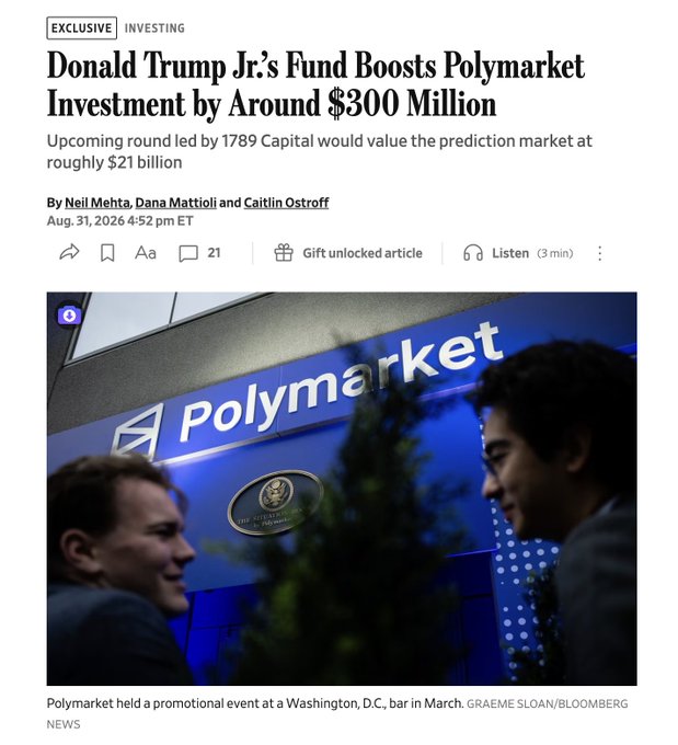 Trump Jr.'s 1789 Capital to Pour $300M More Into Polymarket