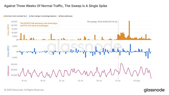 Dormant Bitcoin Movement Hits 200x the Coldcard Theft Amount