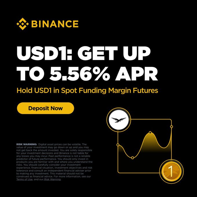 Binance Offers Up to 5.56% APR and WLFI Prize Pool for USD1 Holders