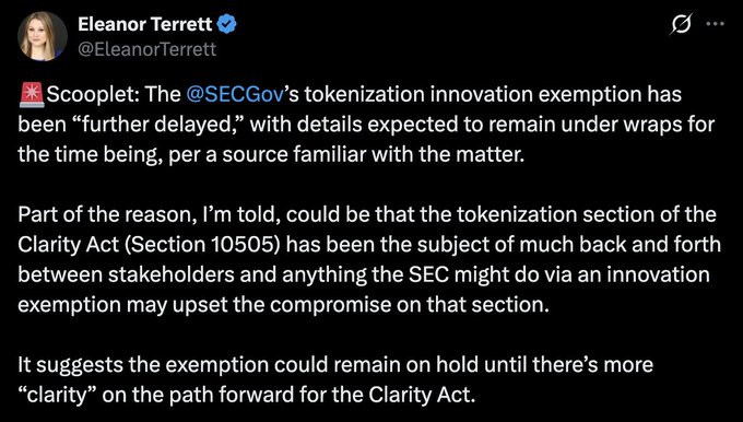 SEC Postpones Crypto Rulemaking Push as CLARITY Act Stalls