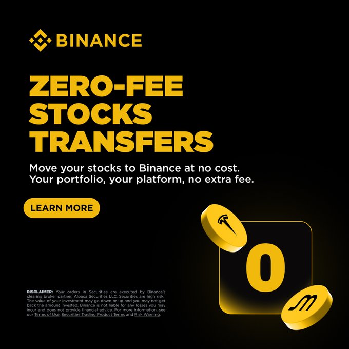 Binance Rolls Out Zero-Fee Stock Transfers to Its Platform