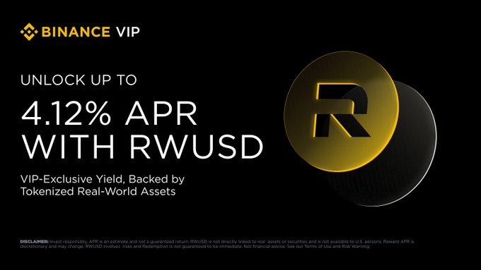 Binance Boosts RWUSD Rewards to 4.12% APR for VIP Users