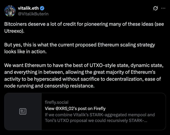 Vitalik Buterin Says Ethereum Scaling Should Borrow From Bitcoin's Utreexo