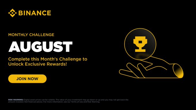 Binance's August Challenge Puts $100,000 in Token Vouchers Up for Grabs