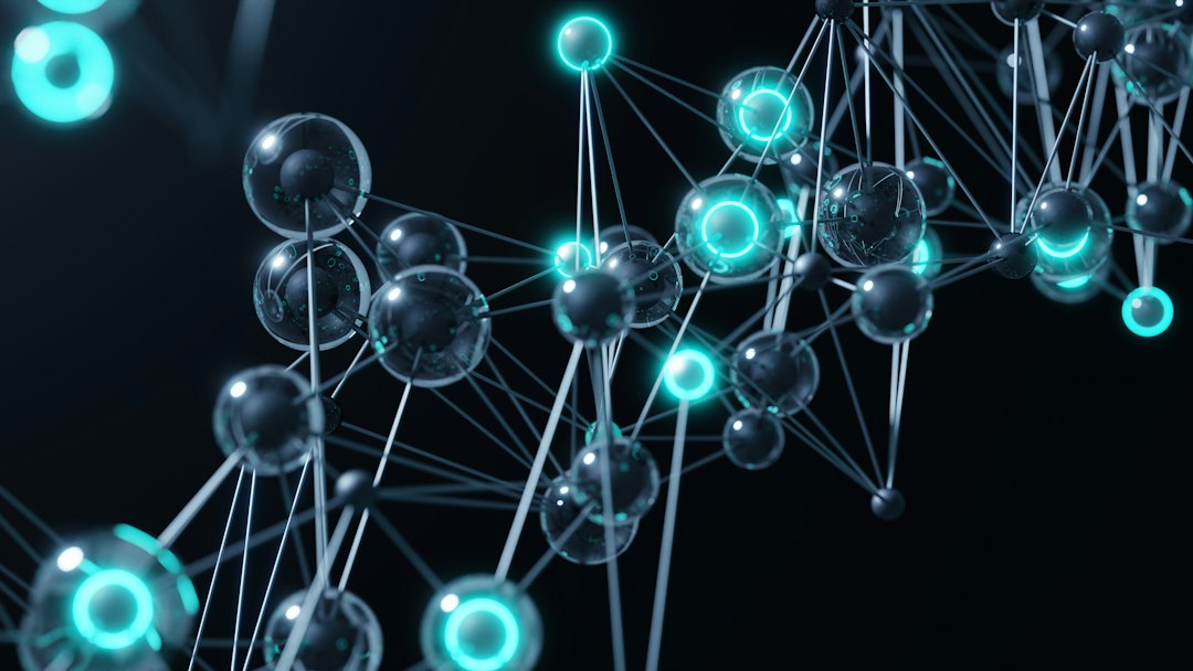 A group of blue and green balls on a black background