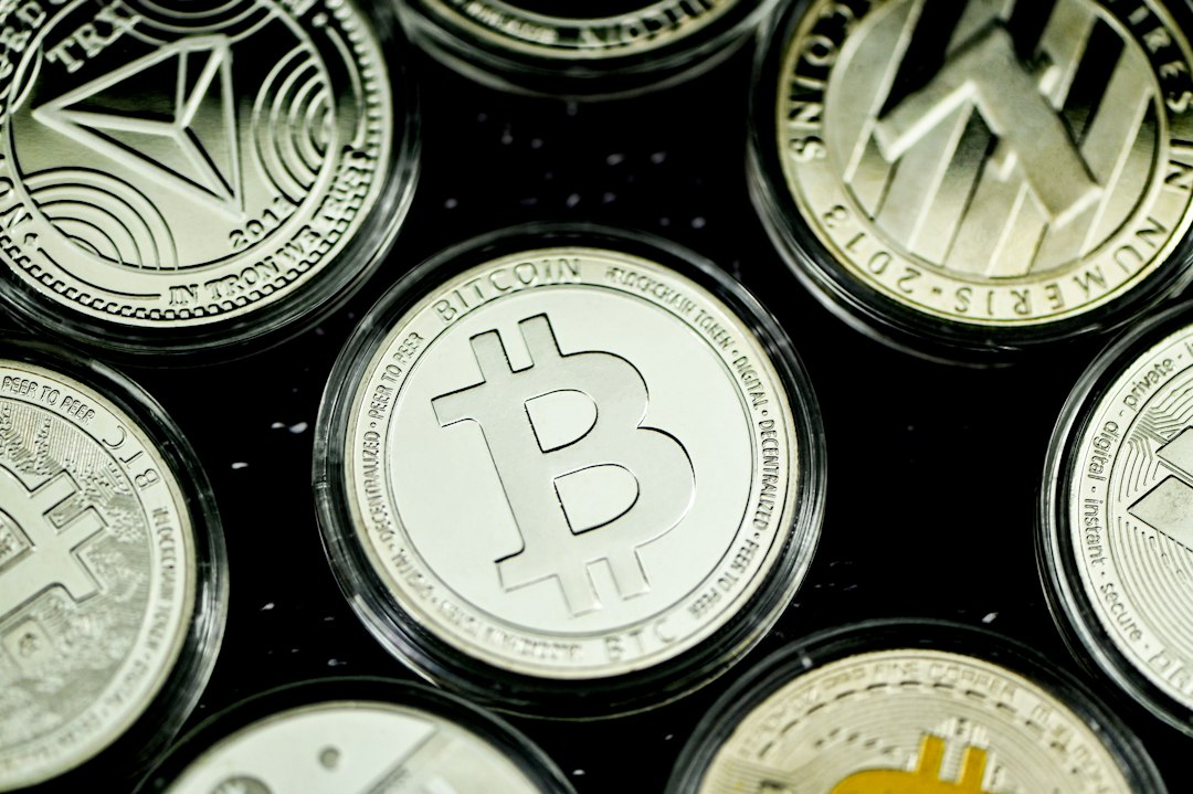 a bunch of bitcoins sitting on top of each other