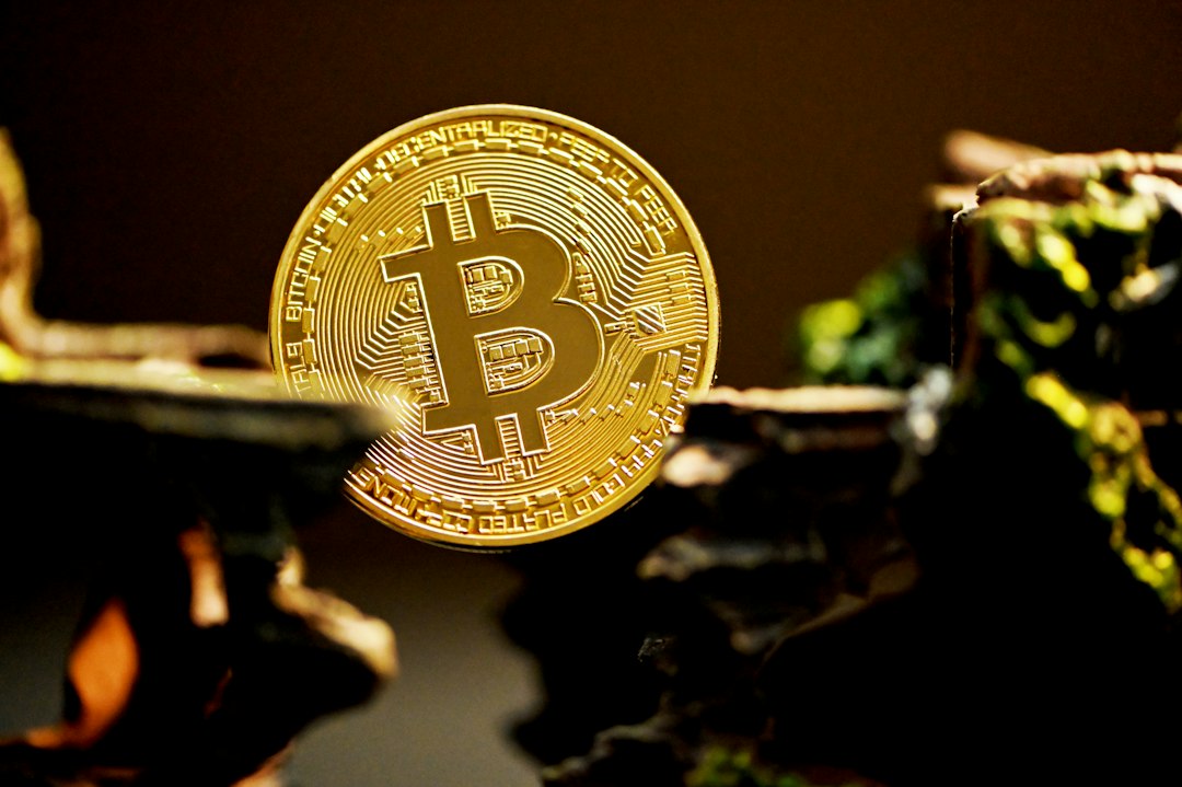 gold round coin on black surface